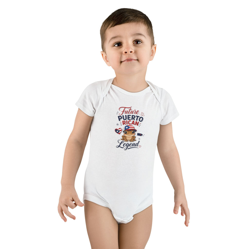 Future Puerto Rican Legend Baby Onesie — Infant Boy Short Sleeve Bodysuit